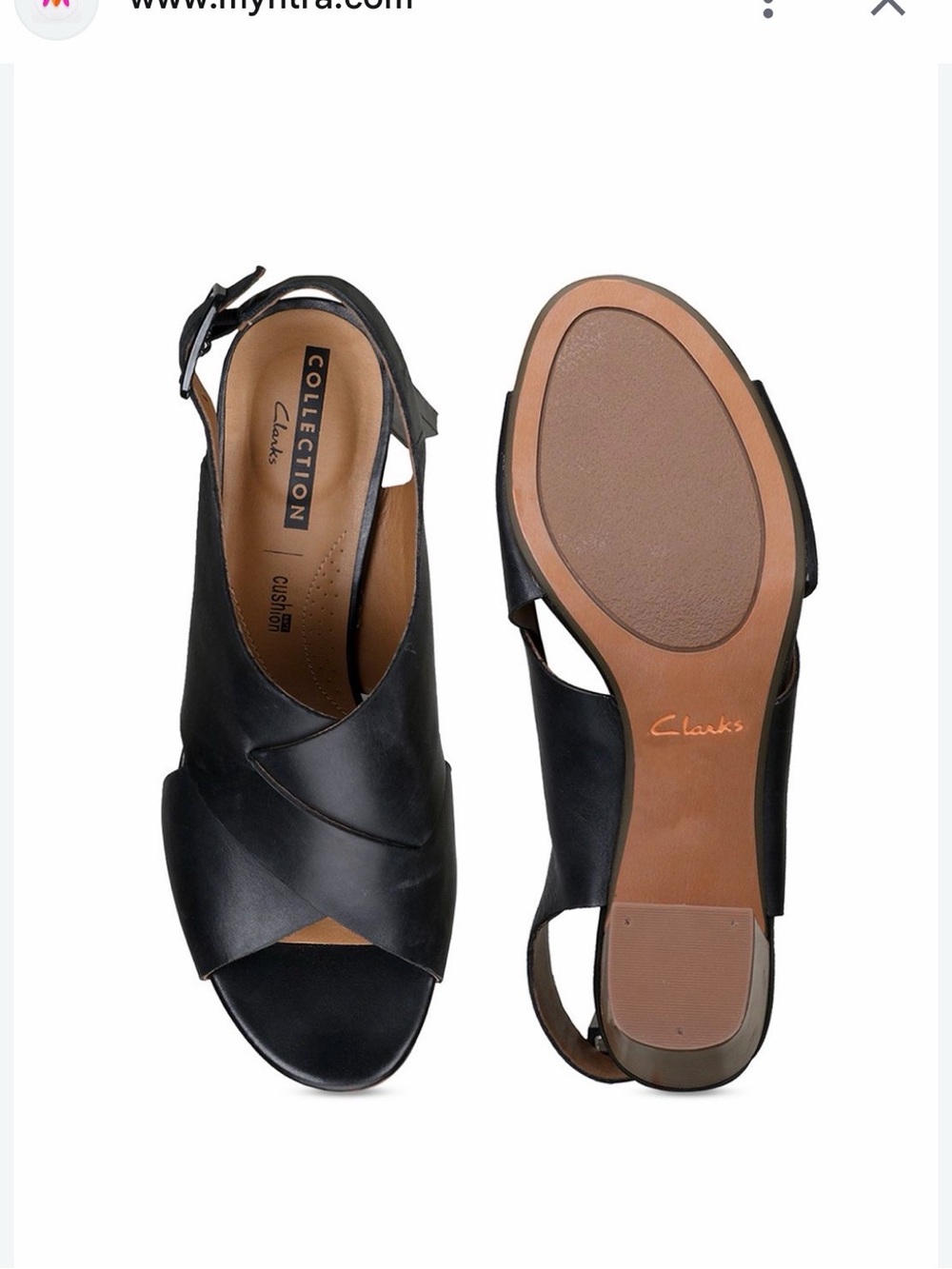 Clarks Black Leather Crisscross Slingback Sandals
